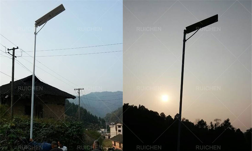 Farola LED solar integrada en Tanzania